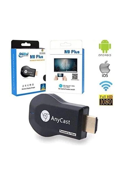 Pazariz M9 Plus Görüntü Aktarıcı Airplay 1080p Kablosuz Wifi Ekranlı Tv Dongle Alıcısı - 2
