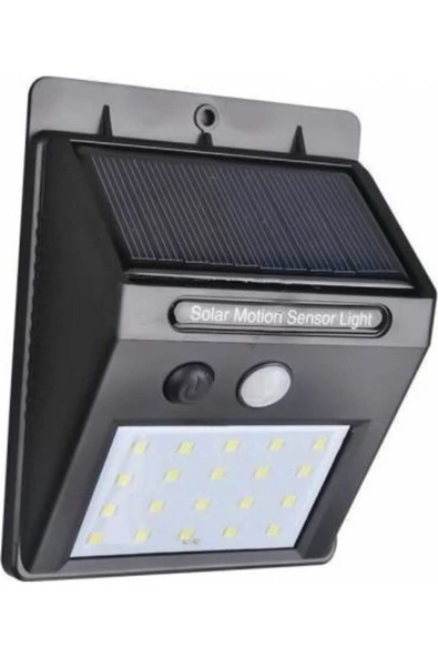 Pazariz Işık Sensörlü Güneş Enerjili Solar Duvar Kapı Kamp Bahçe Lambası Fotoselli Projektör 20 Led