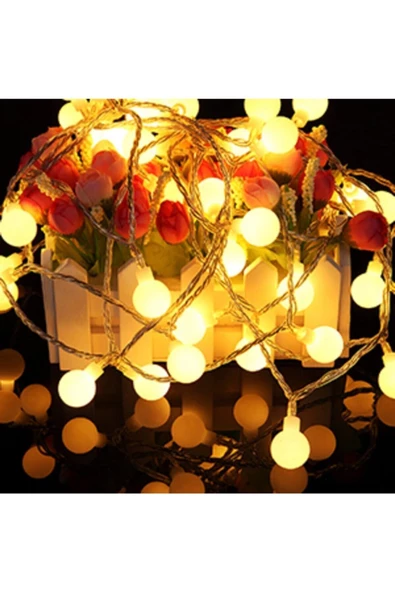 Pazariz Pilli Top Ledli Mini Ampüllü Led Işık Top Led Aydınlatma 10 Ledli