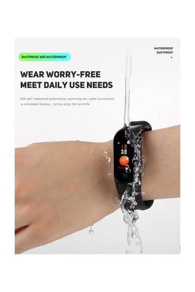 Pazariz M4 Bluetooth Akıllı Bileklik Renkli Ekran Nabız Ölçer Adım Sayar Uyumlu - Resim 3