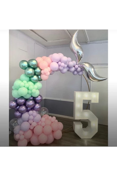 Pazariz Krom Mor Yeşil Makaron Lila Mint Yeşili Makaron Pembe Balon Zinciri 100 Adet