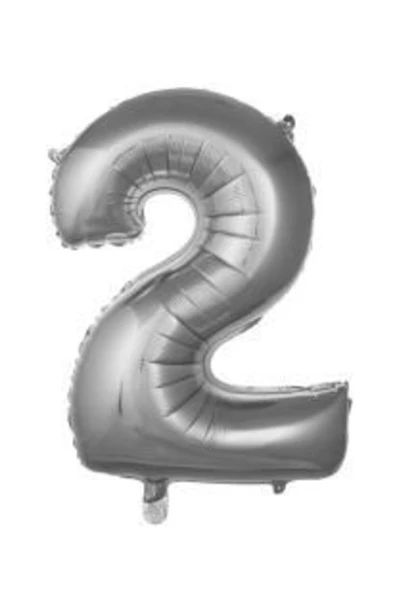 Pazariz 16 Inç 35 Cm Gümüş Folyo Rakam Balon 2