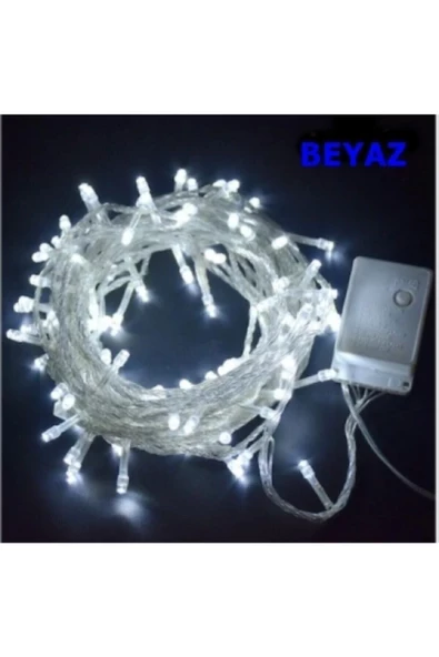 Pazariz 10 Metre 100 Ledli Dekoratif Beyaz Peri Led Yılbaşı Ağaç Süsü ( 220v ) - Resim 3