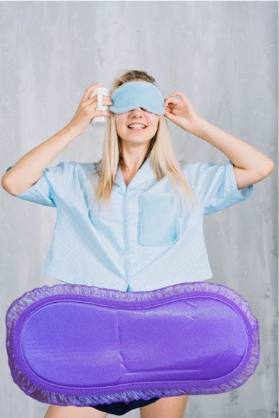 Pazariz Pembecin Uyku Göz Bandı Maskesi Işık Önleyici Gözlük Maske Bant Eye Mask Mor (1adet)