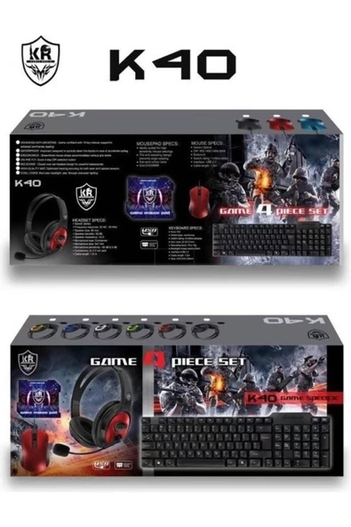 Pazariz Klavye Mouse Seti Mouse Pad Oyuncu Kulaklığı K40 - 4 Lü Oyuncu Bilgisayar Seti - 2