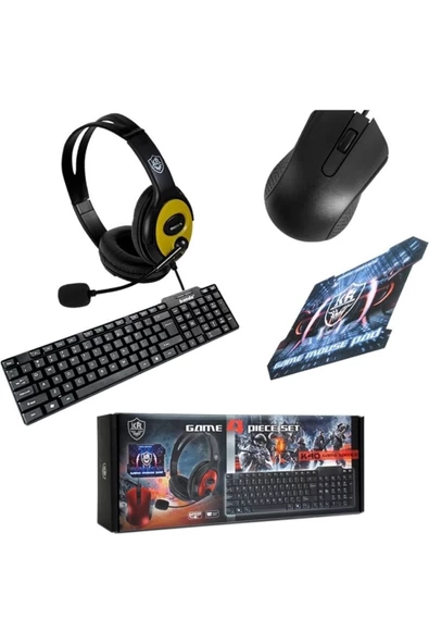 Pazariz Klavye Mouse Seti Mouse Pad Oyuncu Kulaklığı K40 - 4 Lü Oyuncu Bilgisayar Seti