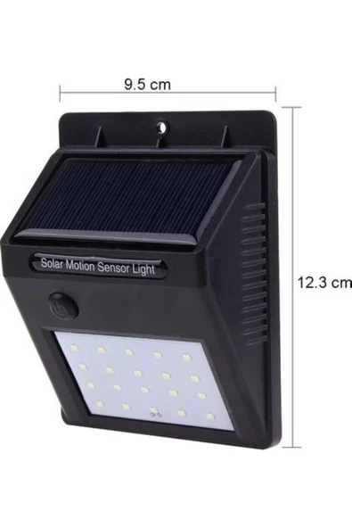 Pazariz Solar Şarjlı 20 Ledli Su Geçirmez Sensörlü Aydınlatma Bahçe Lambası ürün görseli 1