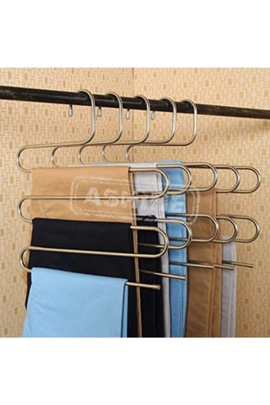 Pazariz Pazarız 2 Adet 5 Kat Katlı Pantolon Askısı Dolap Içi Etek Askısı Eşarp - Resim 3