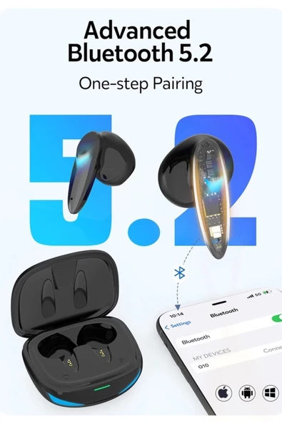 Pazariz G10 Bluetooth Oyuncu Kulaklık Düşük Gecikmeli Kablosuz Dokunmatik Gaming Bluetooth Oyuncu Ku - 3