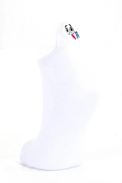 Pazariz Unisex Beyaz Emojili Babet Çorap 6'lı ürün görseli 1