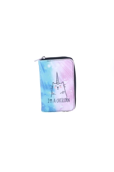 Pazariz Kadın Mor Mavi Kedi Cüzdan Kartlık
