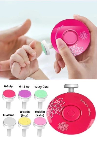 Pazariz Yenidoğan Bebek Çocuk Yetişkin Döner Pilli Tırnak Kesme Makinesi Manikür Törpüleme Makinası - 2