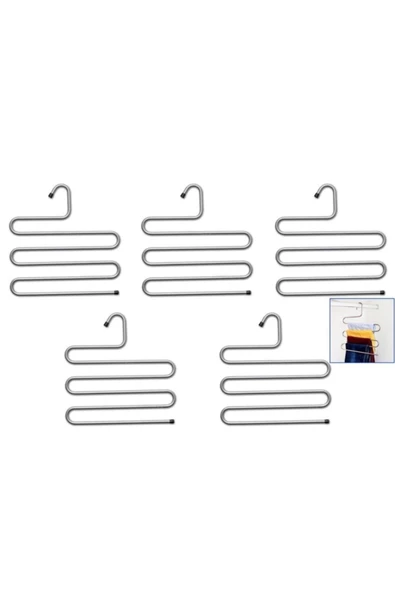 Pazariz Pantolon Askısı Metal Askı Kravat Eşarp Askısı 5li Set