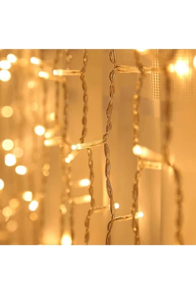 Pazariz Perde Led|kumandalı Kaliteli Şeffaf Kablolu 8 Modlu 12 Saçaklı Ve Gün Işığı Led Işık (3*2 Metre) - Resim 2