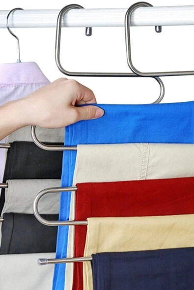 Pazariz Pantolon Askısı Metal Askı Kravat Eşarp Askısı 5li Set - Resim 3