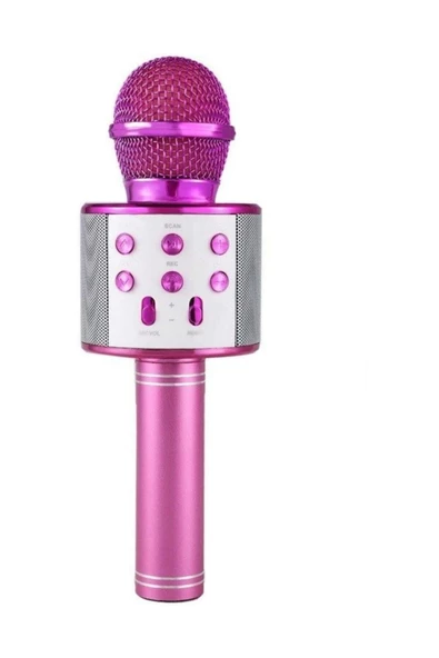 Pazariz Pembe Karaoke Dahili Hoparlörlü Usb Flash Destekli Ws-858 Mikrofon