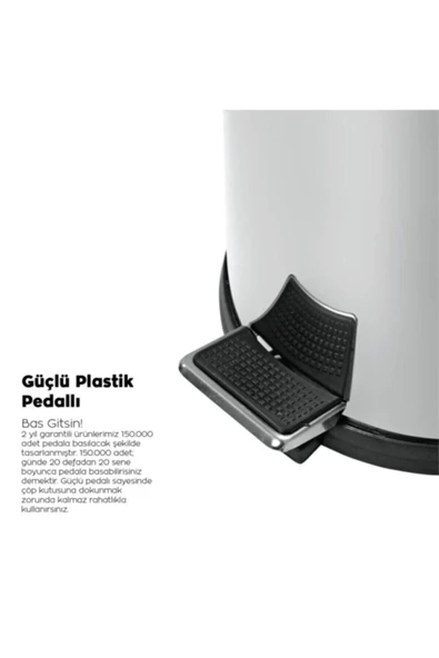 Pazariz Metal Mikro Metal Renk Pedallı Lüks Çöp Kovası 3 Lt - 3
