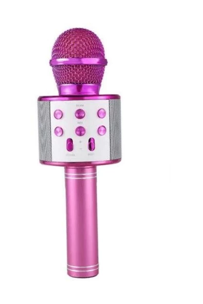 Pazariz Ws-858 Pembe Karaoke Mikrofon Bluetooth Hoparlör Aux Usb Mikro Sd Kart Girişli