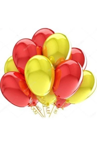 Pazariz 30 Adet Metalik Sarı, Kırmızı Balon Konsepti-uçan-güzel Balon ürün görseli 1