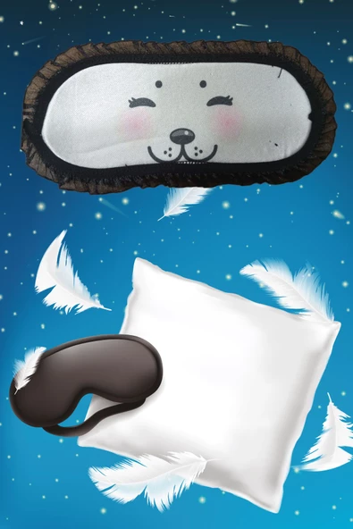 Pazariz Pembecin Uyku Göz Bandı Maskesi Işık Önleyici Gözlük Maske Bant Eye Mask Kedili (1adet) - 2