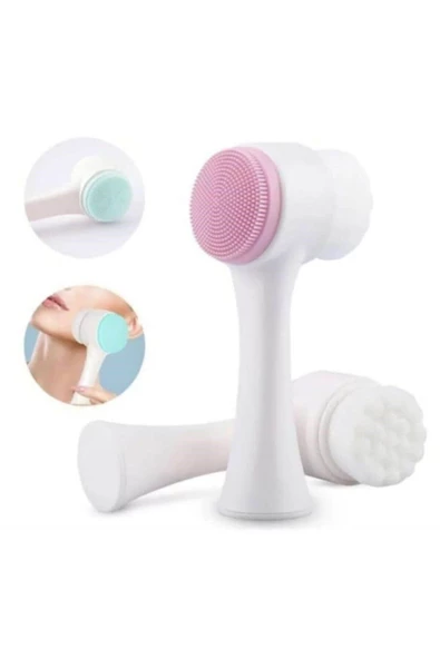 Pazariz Pembe Çift Taraflı  Cilt Gözenek Temizleme Fırçası ürün görseli 1