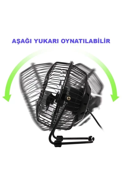 Pazariz Metal Büyük Boy Usb Pc Masaüstü Araç Pervane Large Vantilatör - Resim 3