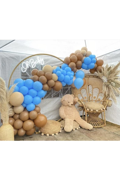 Pazariz Makaron Mavi Sütlü Kahve Ve Karamel Balon Zinciri 100 Adet