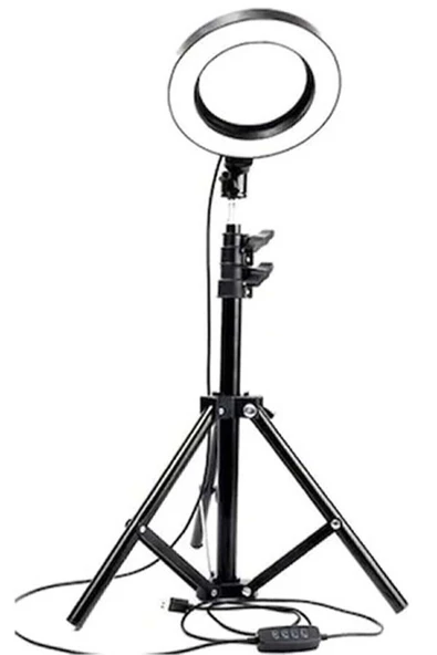 Pazariz Led Tripod Işıklı Telefon Tutucu Makyaj Işığı Ring Light 10 Inç + 2.1 M Tripod - 2