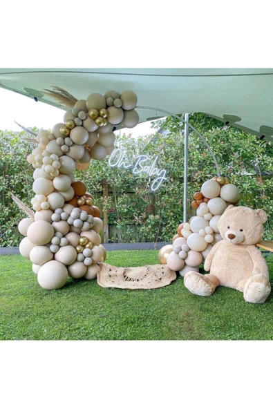 Pazariz Krom Gold Pastel Deniz Kumu Taş Ve Duman Balon Zinciri 100 Adet ürün görseli