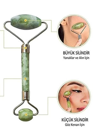 Pazariz Çift Taraflı Cilt Temizleme Fırçası ve Yeşim Taşı Çift Taraflı Cilt Masaj Aleti Set - 3
