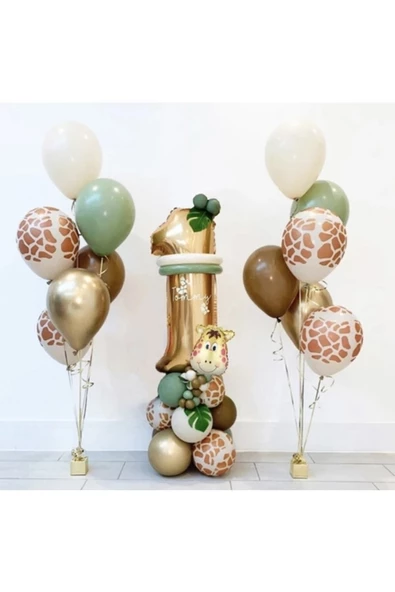Pazariz 1 Yaş Küf Yeşili Gold Krom Safari Balon Seti