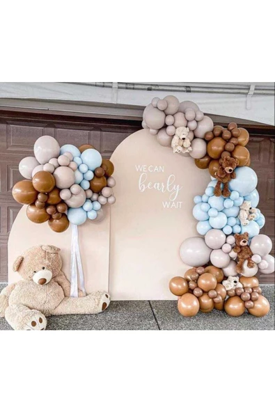 Pazariz Retro Taş Duman Makaron Mavi Ve Karamel Balon Zinciri 100 Adet ürün görseli