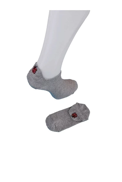 Pazariz Unisex Gri Emojili Babet Çorap 2 'li