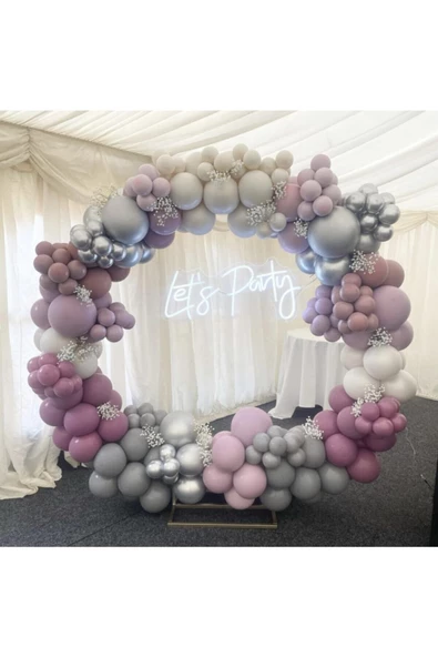 Pazariz Krom Gümüş Yaban Mersini Gri Ve Deniz Kumu Balon Zinciri 100 Adet ürün görseli