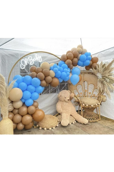 Pazariz Makaron Mavi Sütlü Kahve Ve Karamel Balon Zinciri 100 Adet