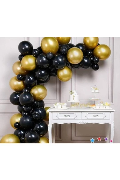 Pazariz Balon Zinciri - Gold Siyah 100 Adet ürün görseli 1
