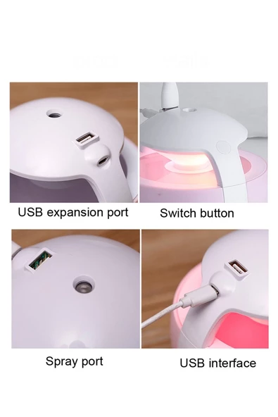 Pazariz Fanlı Ve Işıklı Küre Model Mini Oda Hava Nemlendirici Buhar Makinesi Koku Giderici - 3