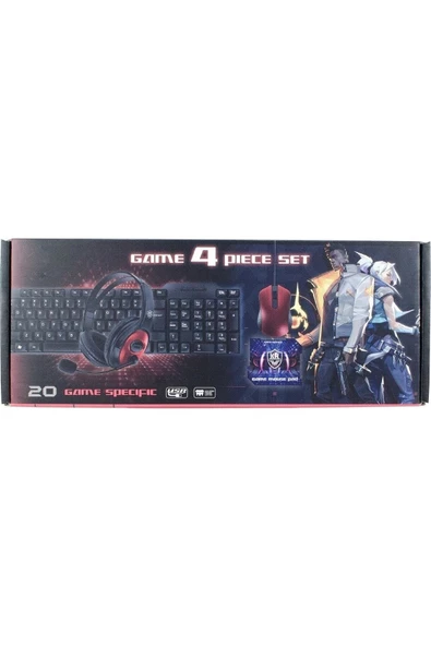 Pazariz K20 Gaming 4 Parça Oyuncu Seti Klavye Mouse Kulaklık Mouse Pad - 2