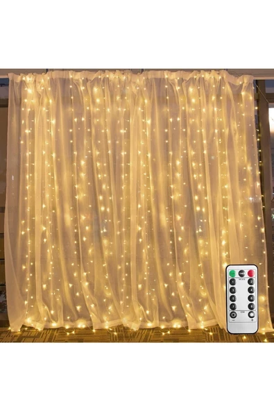 Pazariz 8 Fonksiyonlu Kumandalı Saçak Led Sarkıt Led 2x2 Metre Eklenebilir Led Süsleme 240 Led Işık - Resim 3