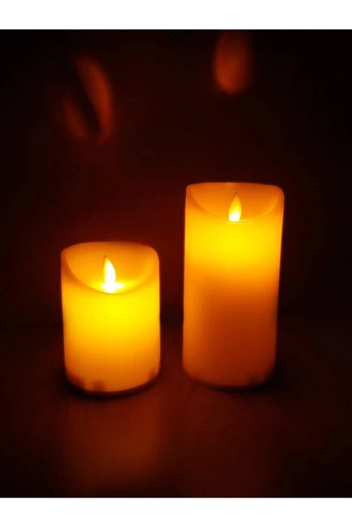 Pazariz Hareketli Işıklı Led Mum Geniş Çaplı Büyük Boy Ikili Set Led Mum ürün görseli 1