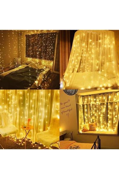 Pazariz 8 Fonksiyonlu Kumandalı Saçak Led Sarkıt Led 2x2 Metre Eklenebilir Led Süsleme 240 Led Işık - Resim 2