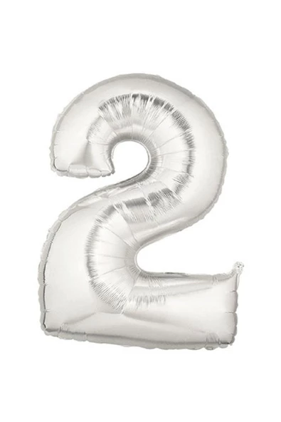 Pazariz Şekilli Supershape Silver Rakam Folyo Balon 2 Numara