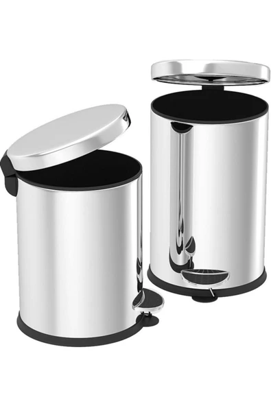 Pazariz Paslanmaz Çelik (krom) Pedallı Çöp Kovası 5 Lt ürün görseli 1