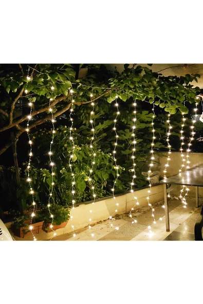 Pazariz 3 Metre Eninde 10 Adetx 2 Metre Saçaklı Kalpli Peri Perde Led Günışığı ürün görseli 1