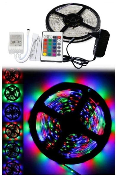 Pazariz Şerit Led - Animasyonlu, Tak Çalıştır. Kumandalı, Trafolu, Yapışkan, Rgb 5 Metre - Resim 2