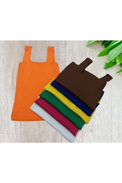 Pazariz Turuncu Kare Yaka Atlet Triko Bluz Crop S / M / L Beden Uyumlu - 3