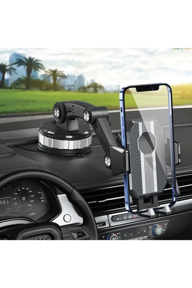 Pazariz Araç İçi Süper Vantuzlu Telefon Tutucu Dönerli Torpido ve Cam İçin Ayarlı Tutucu Güçlü Kaliteli - 3