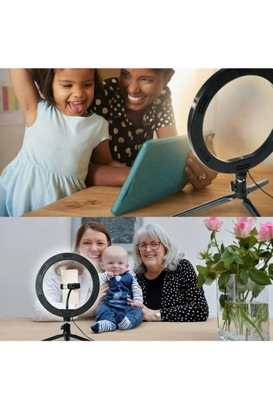 Pazariz 8inç 20cm Youtube Instagram Tiktok Selfie Stüdyo Video Fotoğraf Ring Light Tripod Led Halka Işık - 3