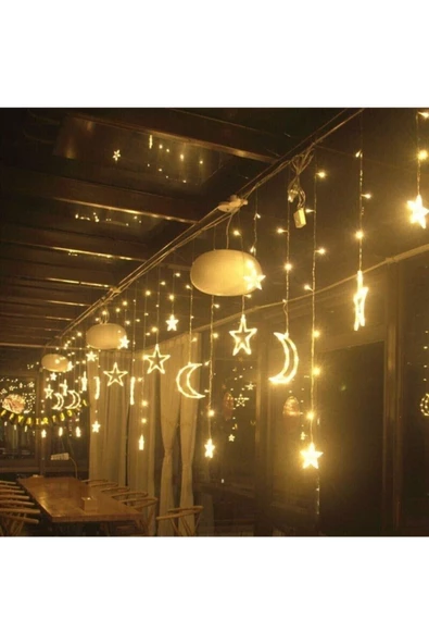 Pazariz Ay Yıldız Saçak Perde Led 5 Fişli Fonksiyonlu - Resim 2