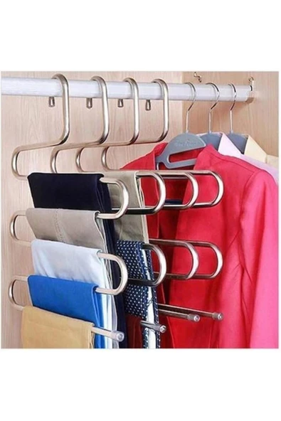 Pazariz Gri Metal Pantolon Pijama Askısı 5 Katlı - 2
